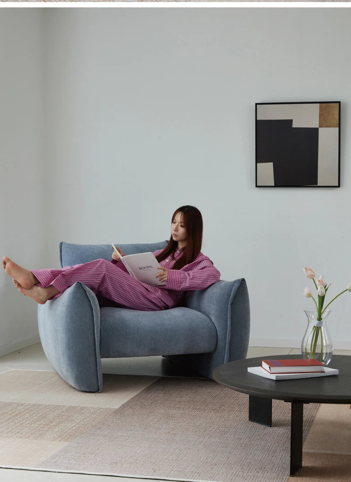 hh Fabric single sofa living room modern simple new small apartment lazy leisure sofa chair