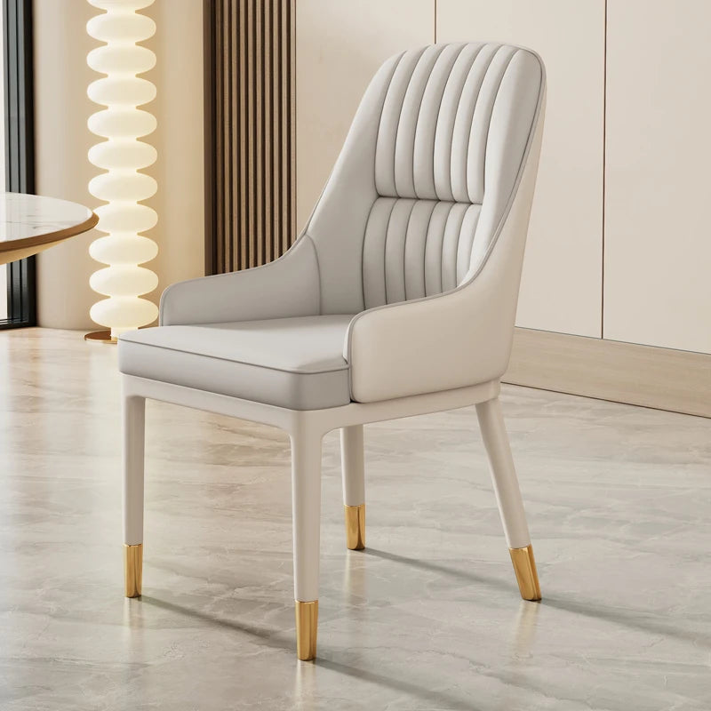 Modern Faux Dining Chairs Kitchen Metal Leather Nordic Home Dining Chairs Luxury European Chaises Salle Manger Furnitures