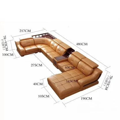 Linlamlim Premium Italian Genuine Leather Sofa Set Big Sectional Couch Living Room Sofas With Adjustable Headrest Home Furniture