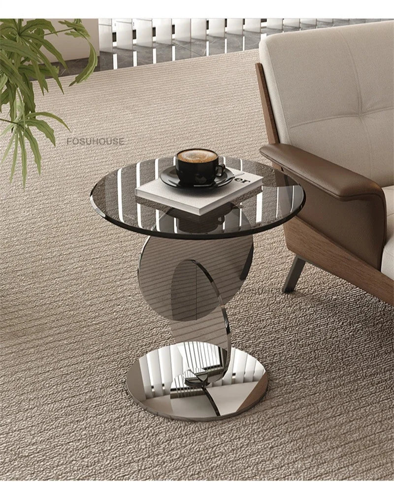 Nordic Light Luxury Coffee Tables Glass Side Table Designer Stainless Steel Corner Table Home Furniture Living Room Coffee Table