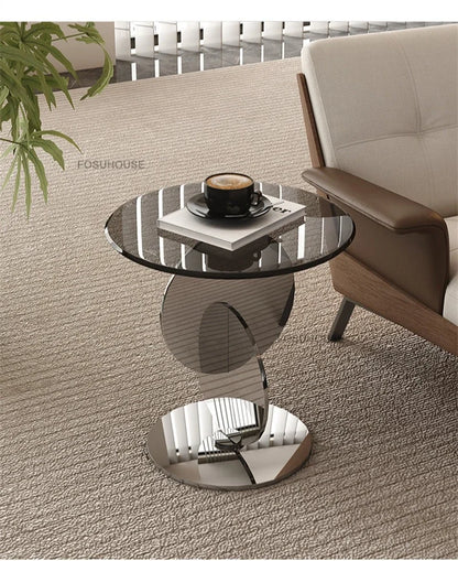 Nordic Light Luxury Coffee Tables Glass Side Table Designer Stainless Steel Corner Table Home Furniture Living Room Coffee Table