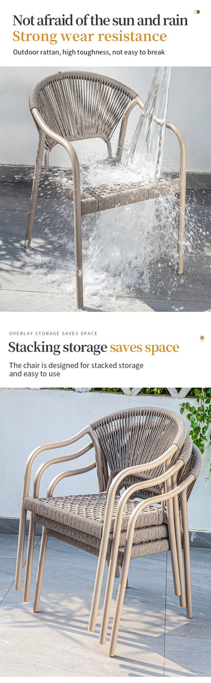Aluminum Frame Outdoor Chairs Set of 2 PE Rope Patio Chair All Weather Bistro Chair Garden Chair for Hotel Restaurant Backyard