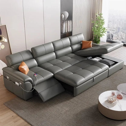 Designer Leather Sofa Living Room Ajustable Lounge Foldable Sofa Reclinable Modular Minimalist Woonkamer Banken Lounge Furniture