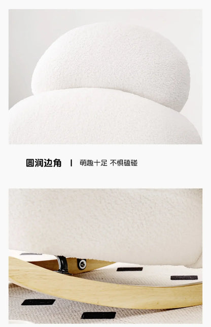 A  New Arrivals White Rocking Chair Living Room Adult Recliner Home Lounge Sofa Chair Lambswool Rocking Chair