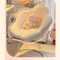 Durable Carbon Steel Upholstered Stool INS Style Leisure Petal Chair Romantic Cream Makeup Stool Rotating Nail Art Beauty Chair