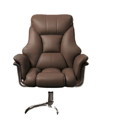 Ergonomic Reclining Office Chair with Footrest PU Leather Executive Swivel Computer Desk Chair Aluminum Base for Home Office