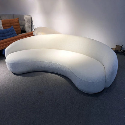 Italian minimalist sofa small apartment light luxury curved sofa moon arc cashew cream style fabric