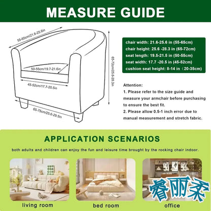 Stretch Club Chair Slipcover 2 Piece Printed Tub Chair Slipcover Stretch Armchair Cover Single Sofa Cover Furniture Protector