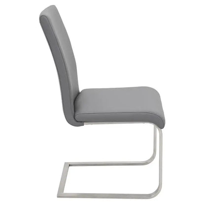 Modern Gray Leather Upholstered High Back Dining Chairs, Set of 2 for Home Kitchen