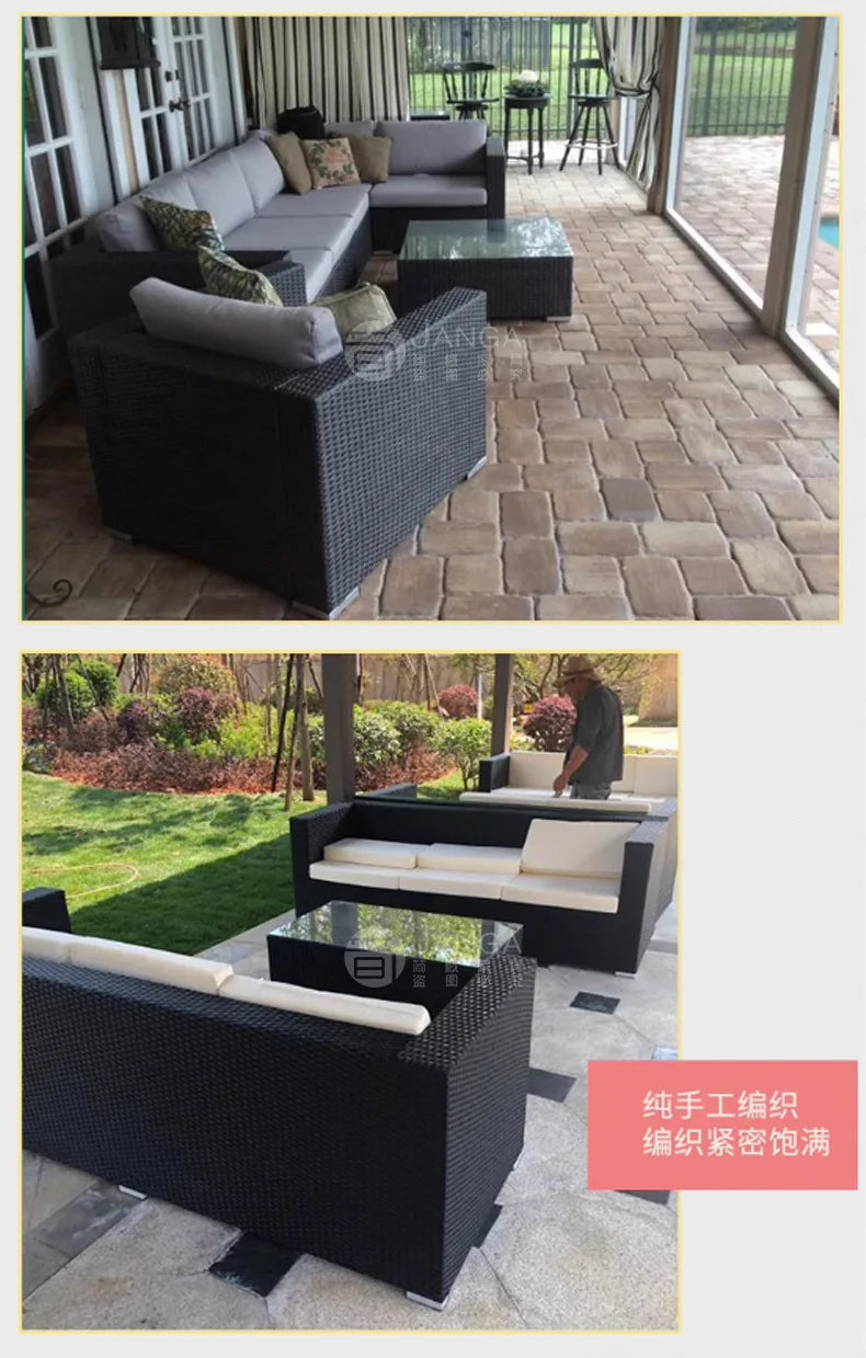 Outdoor villa courtyard sofa hotel B & B terrace waterproof sunscreen sofa furniture indoor and outdoor rattan weaving