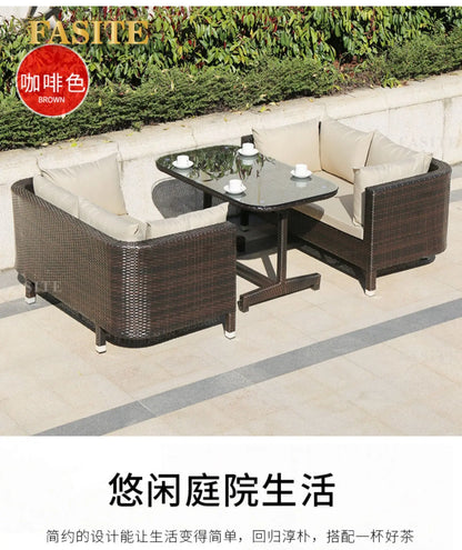 Rattan woven sofa combination terrace leisure outdoor rattan furniture garden courtyard waterproof