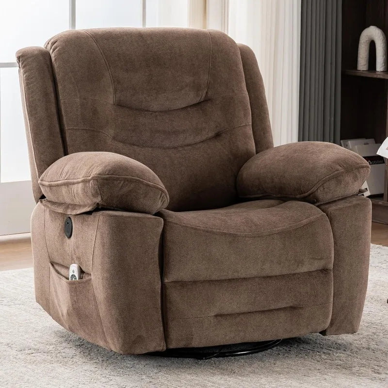 Ketaiyou Power Swivel Rocker Recliner with Massage and Heat,USB Port,Infinite Position, Oversized Electric Glider Rocking Chairs