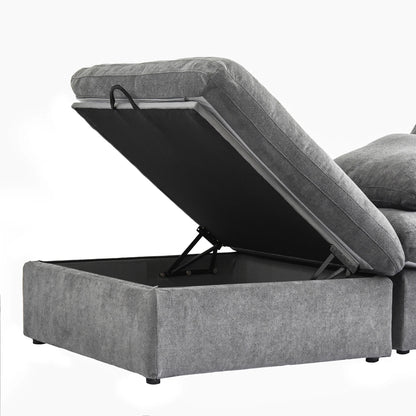 Cloud Modular Sectional Sofa with 2 Storage Ottomans 160.6" Down Filled Comfort U Shaped Sofa Minimalist Wide Deep Seat Couch