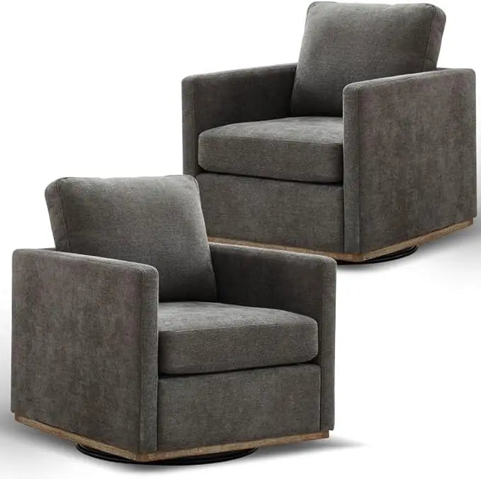 Swivel Accent Chair Set of 2, 360 Degree Square Swivel Barrel Chair for Living Room, Mid Century Modern Upholstered Accent Chair