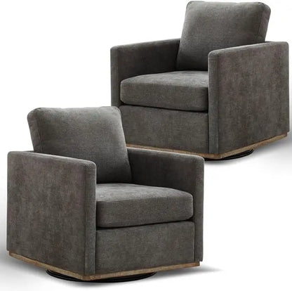 Swivel Accent Chair Set of 2, 360 Degree Square Swivel Barrel Chair for Living Room, Mid Century Modern Upholstered Accent Chair