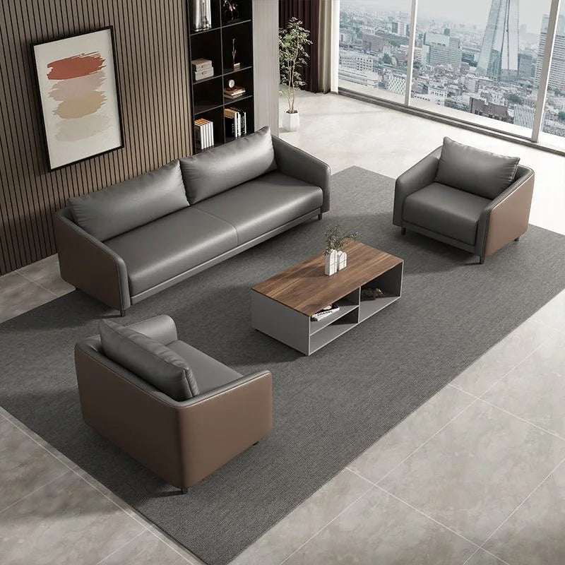 Office Sofa Modern Meeting Guests Business Reception Negotiation Leisure Area Modern Leather Sofa Coffee Table Combination Set