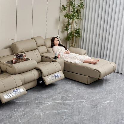 Luxury Italian living room sofas modular Electric Recliner sofa bed Multi-functional leather home theater sofa