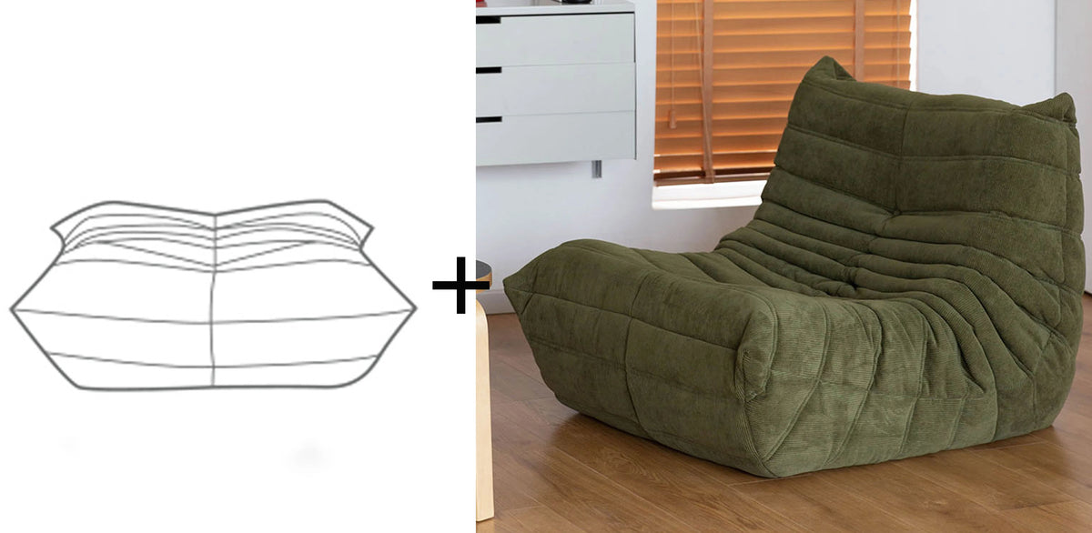 Lounge Bean Bag Chair for Adult Armless Lazy Floor Sofa Fireside Chair for Living Room Gaming Room Bedroom Soft Corduroy Couch