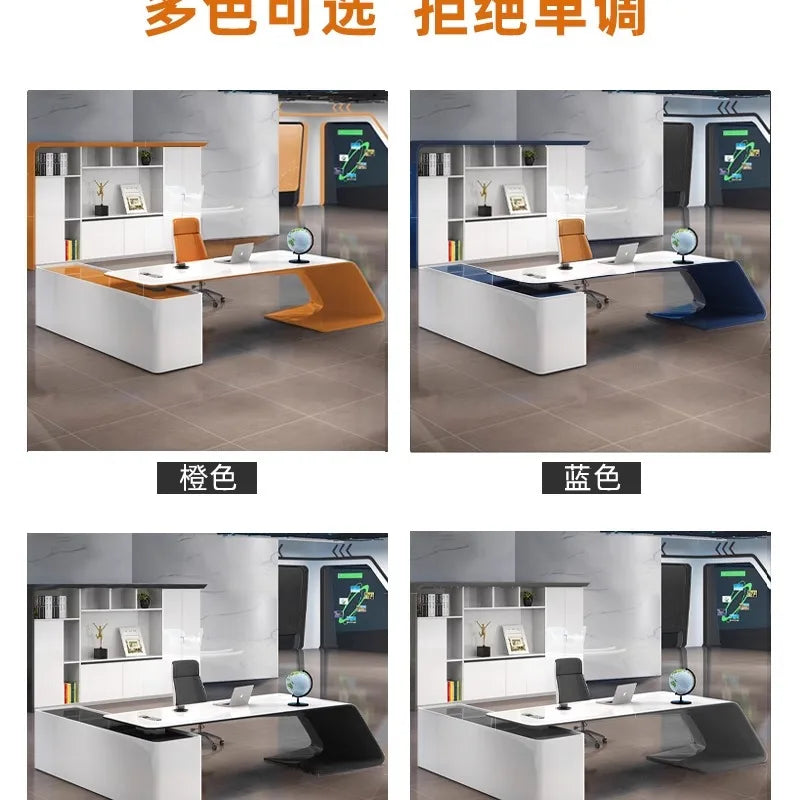 L Shaped Wooden Designer Office Desks Modern Luxury Drawers Large Computer Desks Asthetic Study Escritorio Office Furniture