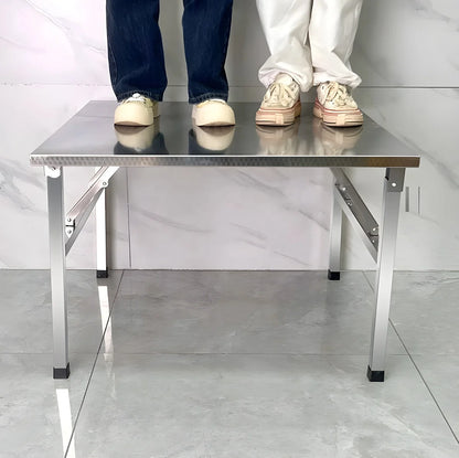 Square Folding Utility Table Home Restaurant Stainless Steel Dinner Tables Outdoor Indoor Portable Foldable Wedding Dining Table