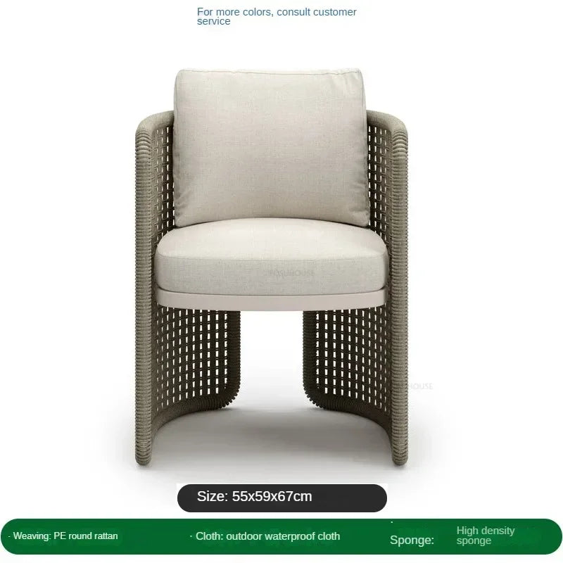Retro Rattan Outdoor Sofas Luxury Garden Furniture Leisure Home Balcony Patio Set Rainproof and Sunproof Nordic Rope Sofa Chair