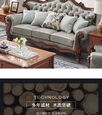 solid wood sofa simple European living room retro combination light luxury neoclassical sofa small apartment