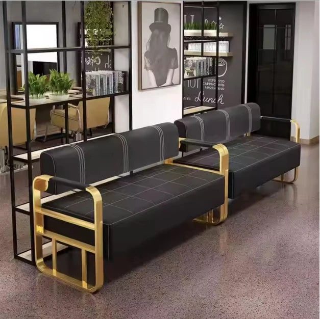 Same light luxury lounge chair, hair salon, nail salon, light luxury stainless steel sofa , lounge area
