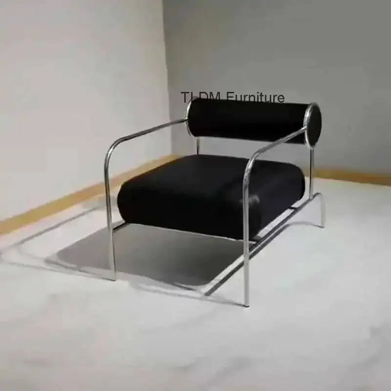 Furniture Living Room Chairs Stainless Steel Single Sofa Recliner European Living Room Nordic Home Fabric Leisure Back Armchair