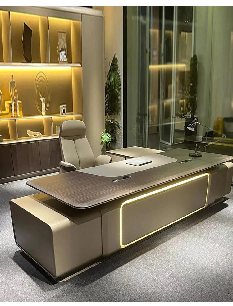 Elegant Light Luxury office desk Modern large high-end design executive desk Minimalist interior escritorio oficina furniture