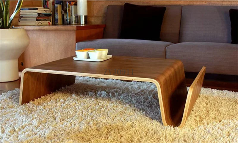 Simple living room creative coffee table coffee table Nordic medieval style big curved wood coffee table