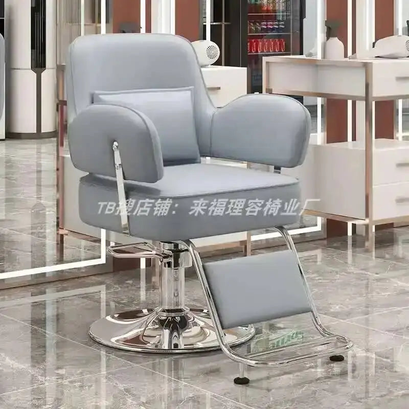 Furniture Fashionable Grey Barber Chair Glamour Elegant Barbería Professional Comfy Hairdressing Chair Modern Simple Silla De