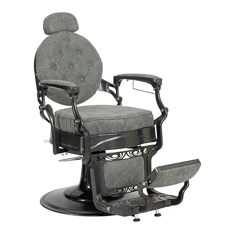 Vintage Heavy Duty Barber Chair Hydraulic Recline with Headrest 360° Rotatable Professional Salon Chair Supports up to 700 Lbs