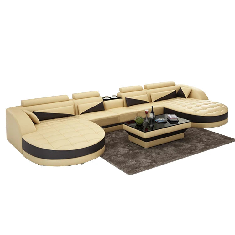 Luxury  Leather Sofa Villa Modern Living Room Couch Set
