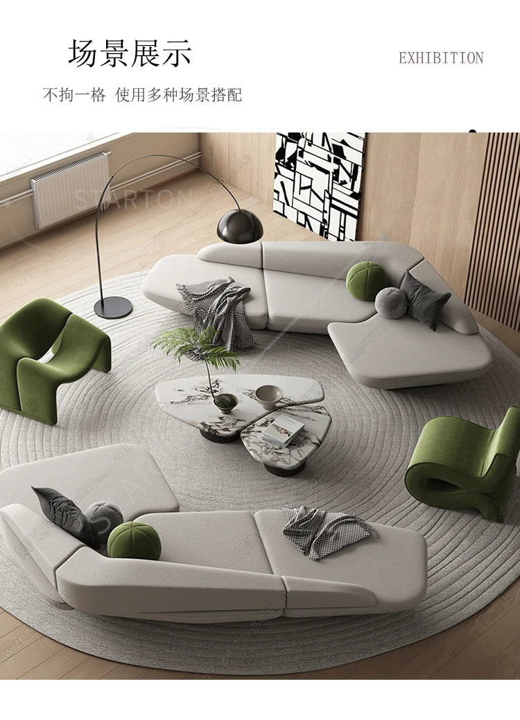 Relaxing Leisure Salon Muebles Furniture Gaming Curved Sofa Reception Modern Designer High Quality Room Decor Living Room Sofas
