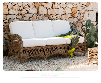 HXL outdoor sofa balcony rattan chair garden waterproof aluminum alloy outdoor terrace casual rattan sofa chair