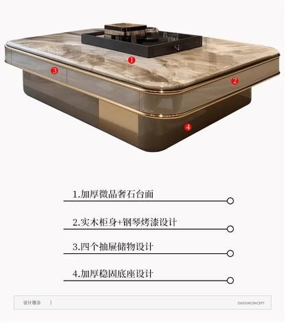 Light luxury microcrystalline stone modern large apartment flat floor living room coffee table marble home high-end