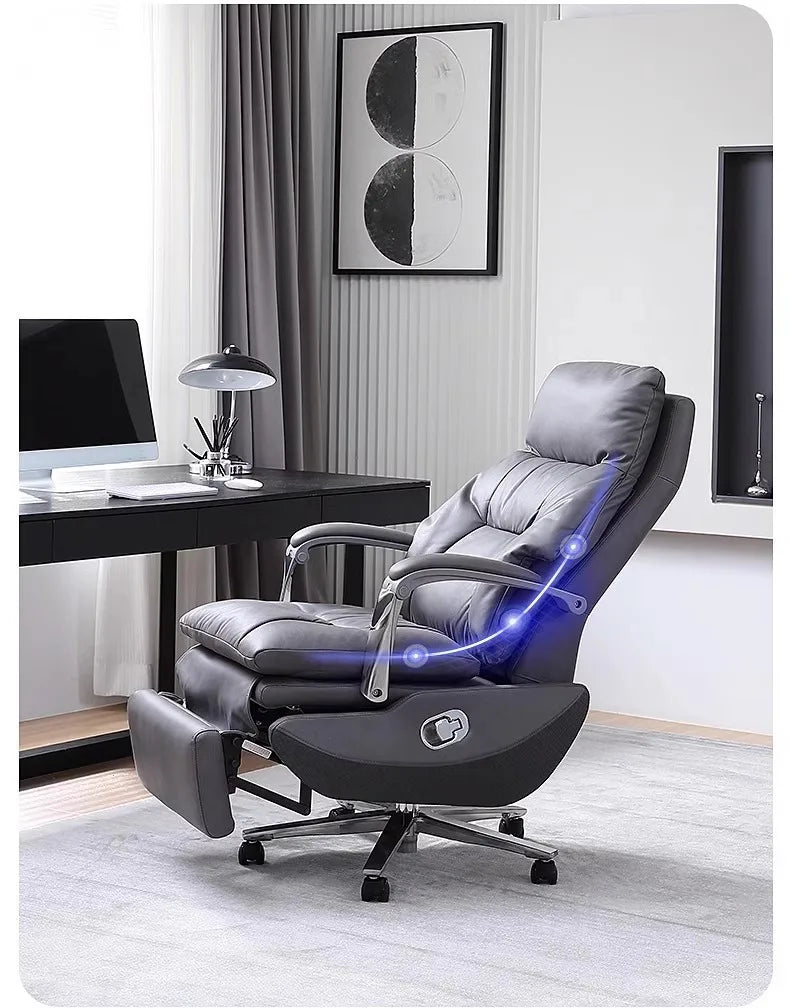AOLIVIYA Top Layer Cowhide Electric Executive Chair for Home Office Comfortable Computer Swivel Chair Business President Reclini