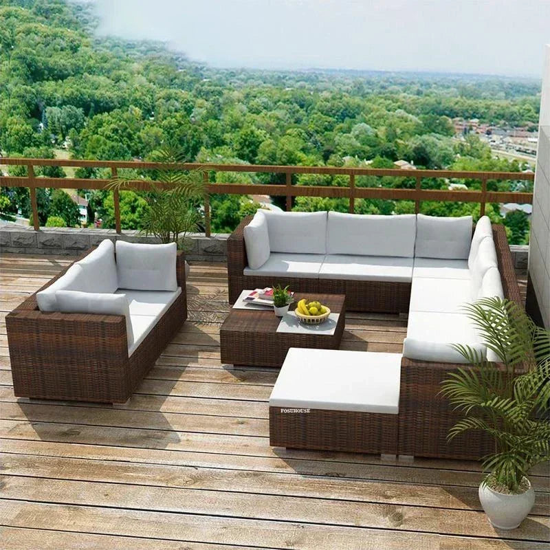 Luxury Terrace Courtyard Garden Furniture Outdoor Garden Sofa Combination Outdoor Waterproof Sun Protection Leisure Sofa Chair N