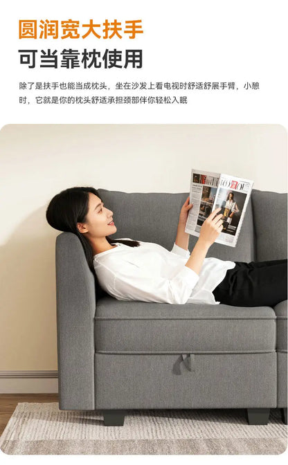 PYJ Fabric Storage Sofa Living Room Combination Module Card Seat Home Corner Princess Dual-purpose Sofa
