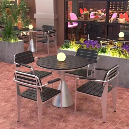 Leisure Sun-Proof Outdoor Bistro Set Small Round Table for Restaurant Music Bar and Patio Lounge Dining