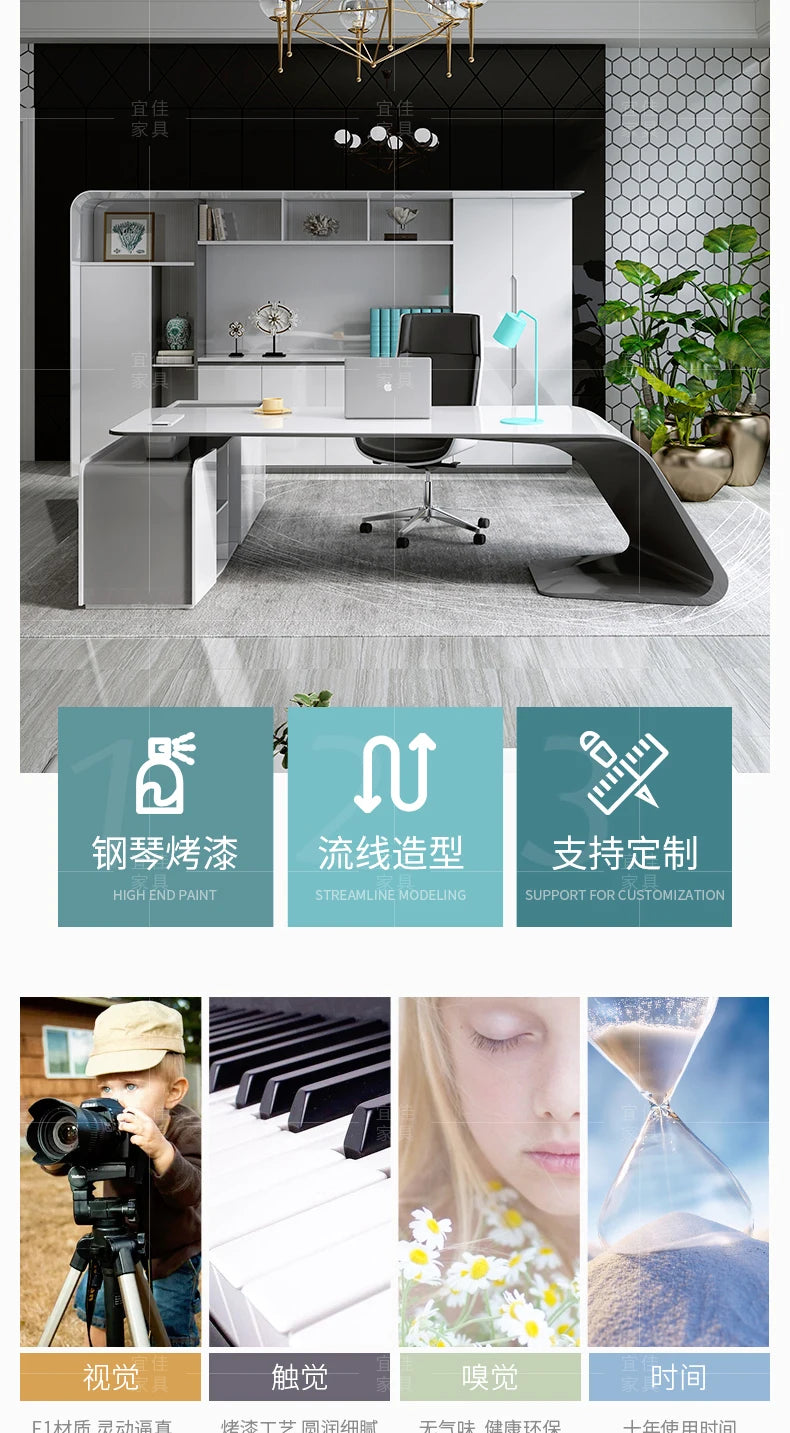 Computer Desk Corner Office Executive Multifunction Home Furniture Organizer Study Table Writing Workshop Desktop Ufficio Room