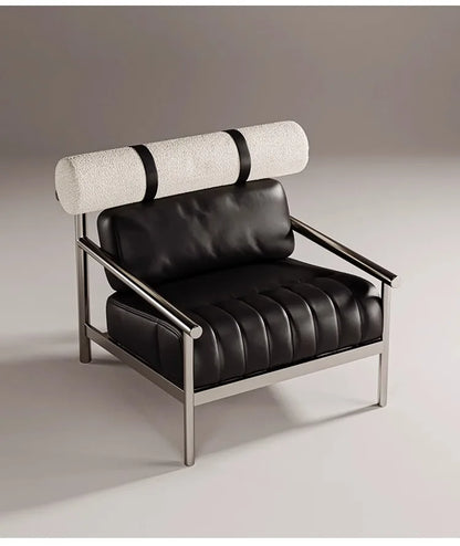 Single chair, living room, simple sofa chair, vintage creative stainless steel lounge chair, reception room