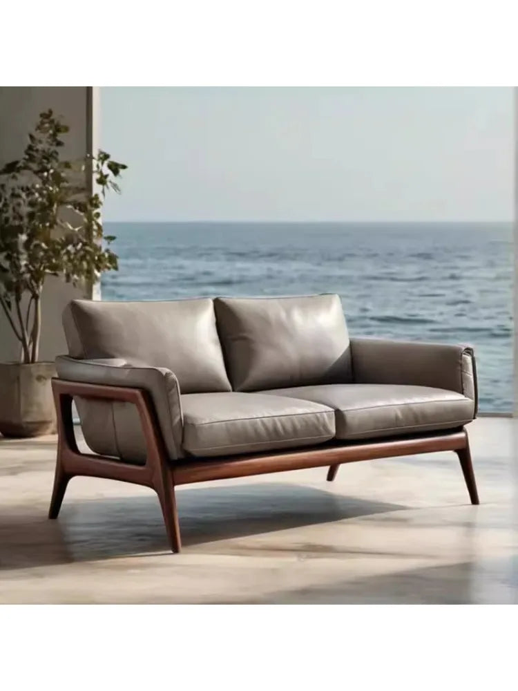 New Solid Wood Sofa Black Walnut Living Room Sofa