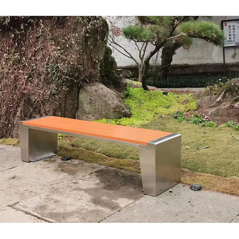 Banc de Patio Anti-Corrosion en acier inoxydable 304, haute qualité, 1.5mm d'épaisseur, mobilier d'extérieur moderne pour salle de sport, centre commercial, supermarché