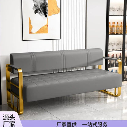 Barbershop Hairdresser Waiting Chair Beauty Clothing Shop Lounge Area Stainless Steel Gold-Plated Sofa Waiting Area Bench Chair