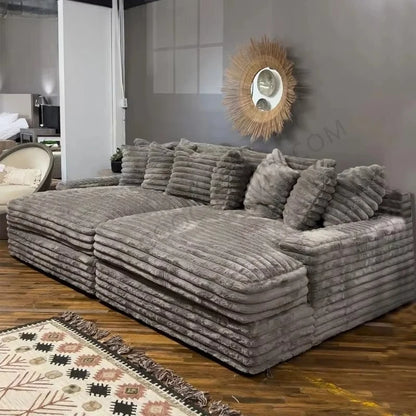 Thick Striped Corduroy Fabric Modern Combination Sofa Fit Family Living Room Apartment Hotel