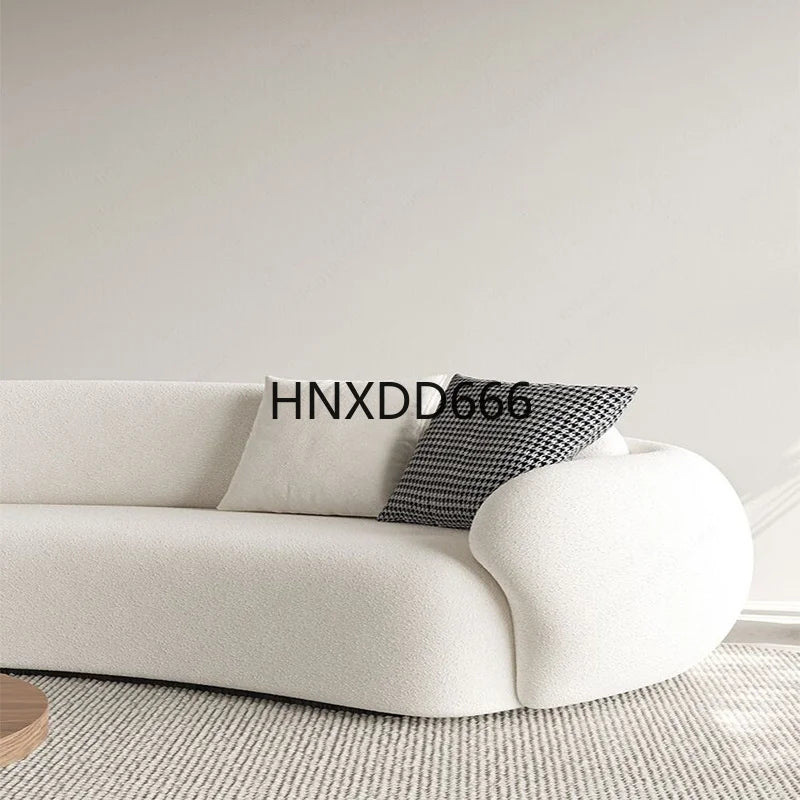 Three-Person Curved Sofa for Small Apartments Lamb Fleece Comfortable Living Room Furniture L-shaped Corner Couch