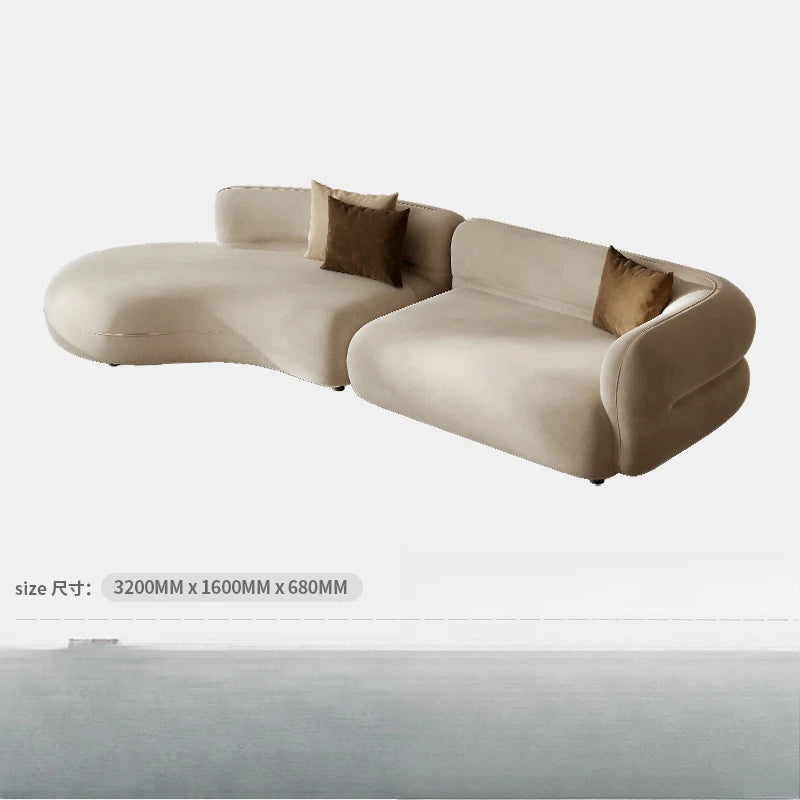 Sofa light luxury matte cloth curved sofa, large and small apartment simple fabric sofa