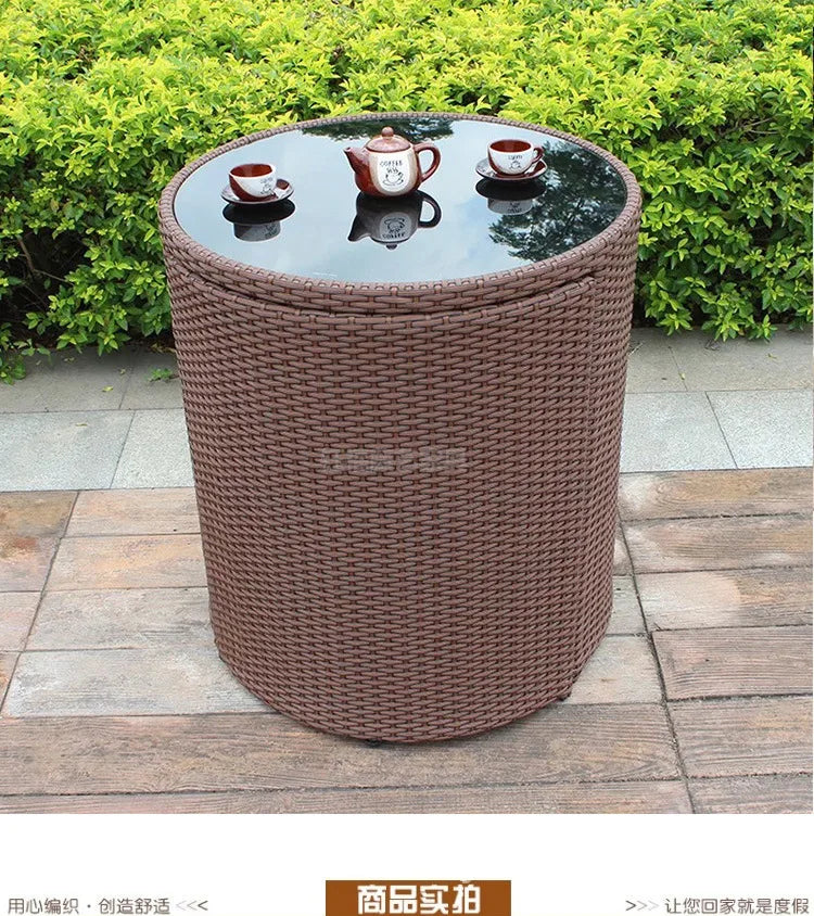 Outdoor rattan chair table and chair three-piece balcony garden creative simple rattan leisure table and chair combination