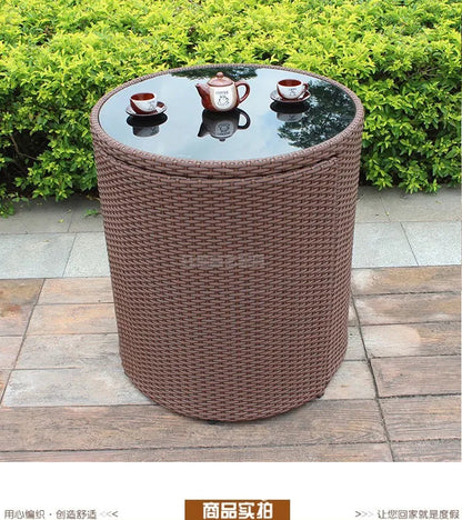 Outdoor rattan chair table and chair three-piece balcony garden creative simple rattan leisure table and chair combination